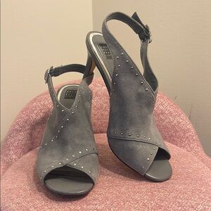 Gray Studded Women's Slingback Heels